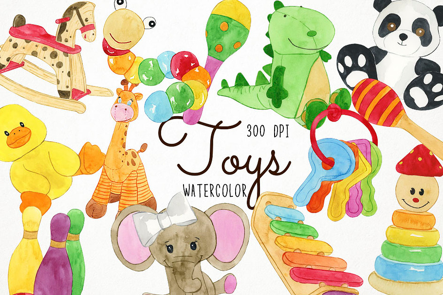 Watercolor Toys Clipart