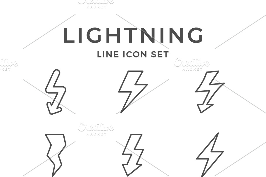 Set line icons of lightning in Graphics - product preview 8