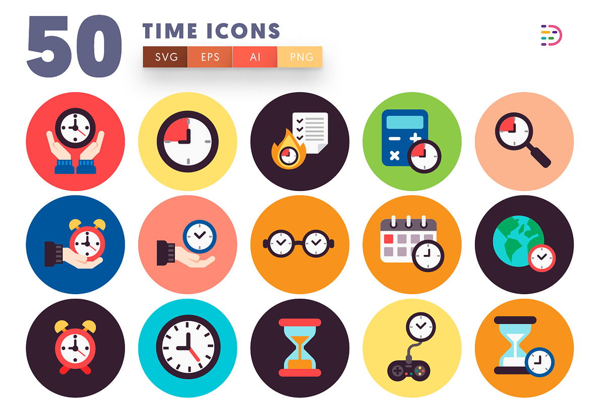 Time Flat Icons in Infographic Icons - product preview 8