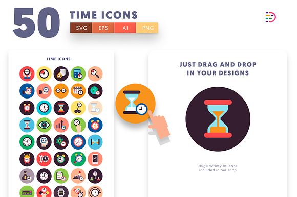 Time Flat Icons in Infographic Icons - product preview 1