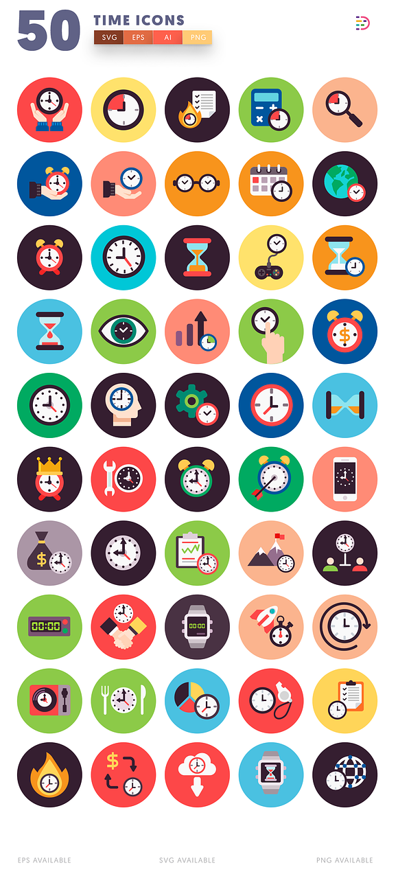 Time Flat Icons in Infographic Icons - product preview 2