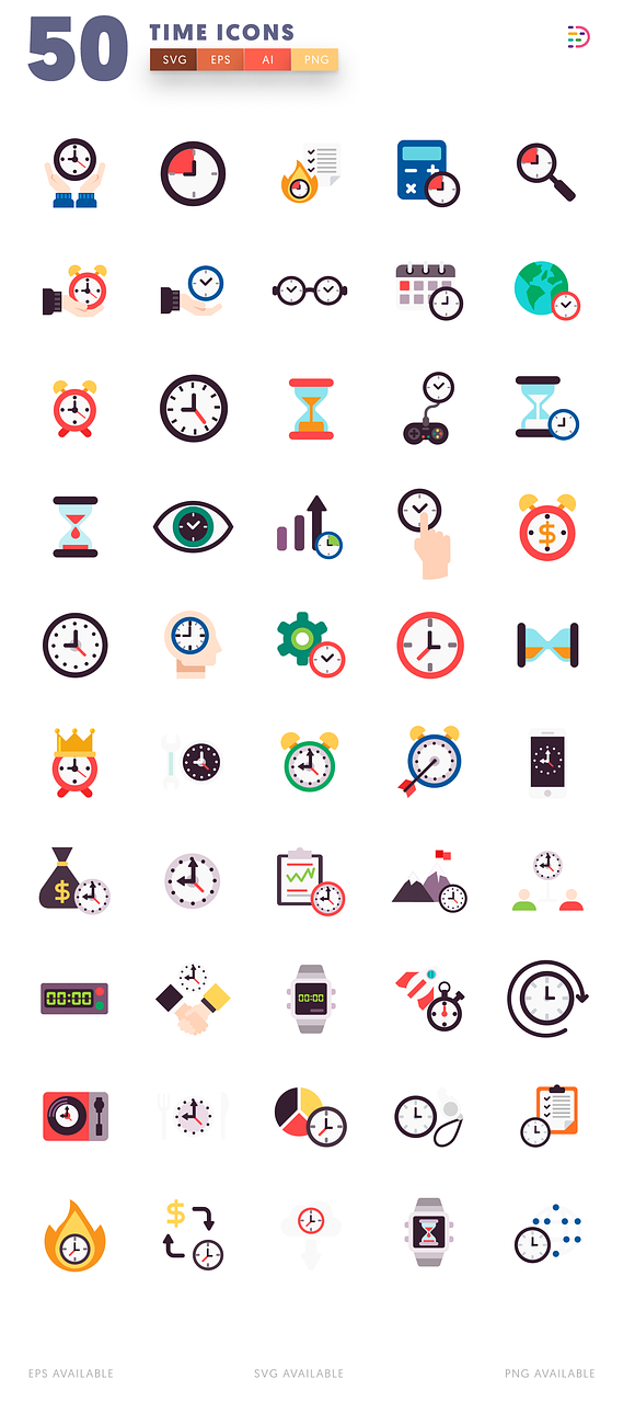 Time Flat Icons in Infographic Icons - product preview 3