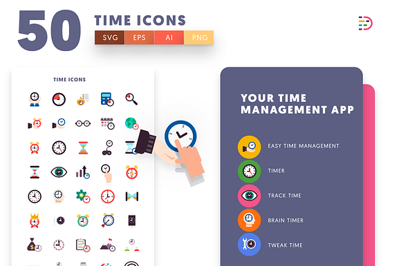 Time Flat Icons in Infographic Icons - product preview 4