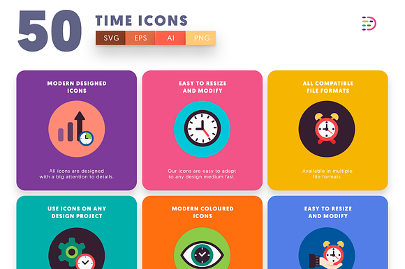 Time Flat Icons in Infographic Icons - product preview 5