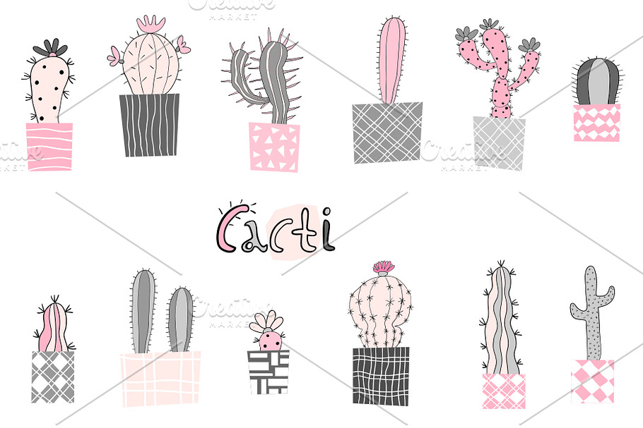 Cute catus clipart - succulent plant in Illustrations - product preview 8
