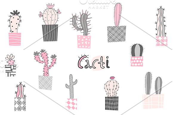 Cute catus clipart - succulent plant in Illustrations - product preview 1