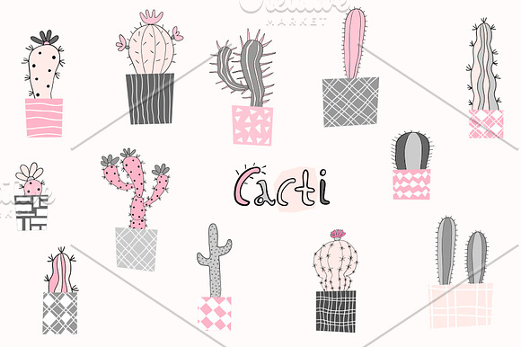 Cute catus clipart - succulent plant in Illustrations - product preview 2