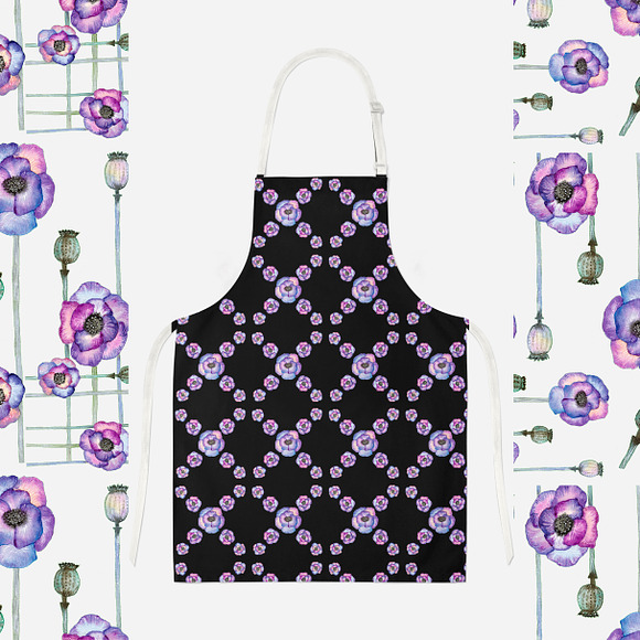 Poppies Ultraviolet. Watercolor set. in Illustrations - product preview 8