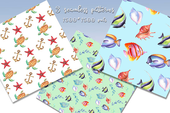 Watercolor nautical set in Illustrations - product preview 2