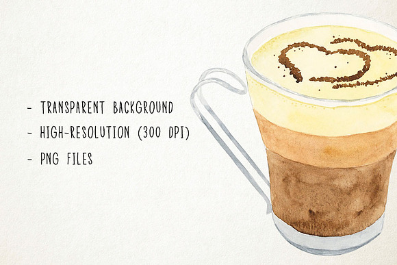 Watercolor Coffee Clipart in Illustrations - product preview 2