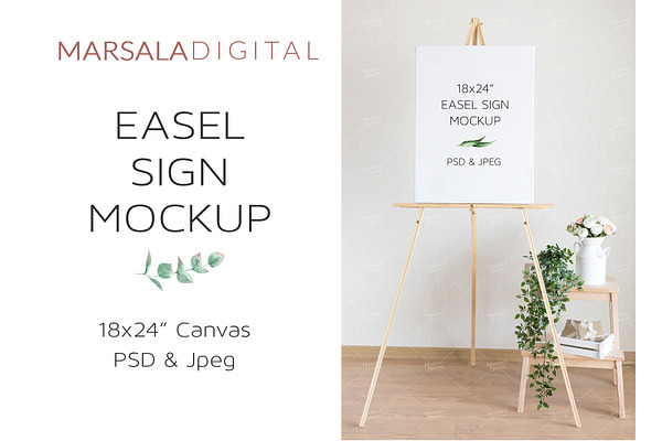 Wedding Easel Sign Mockup Canvas