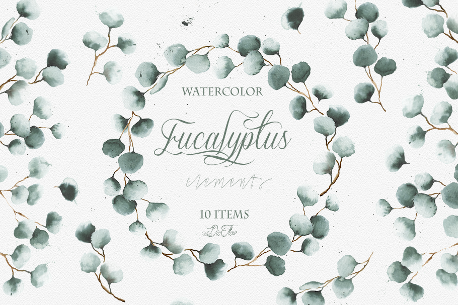 Watercolor Eucalyptus Clip Art in Illustrations - product preview 8