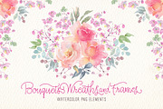 watercolor bouquets wreaths frames