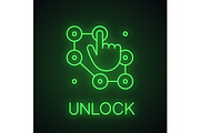 Lock pattern neon light icon