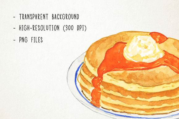 Watercolor Breakfast Clipart in Illustrations - product preview 2