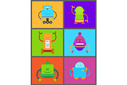 Robots and Frames Collection Vector Illustration
