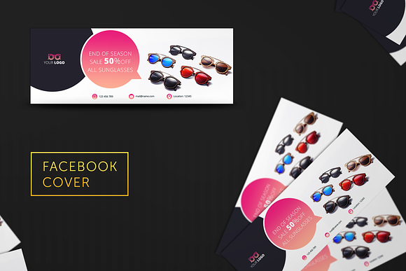 Glasses Shop Facebook Covers in Facebook Templates - product preview 4