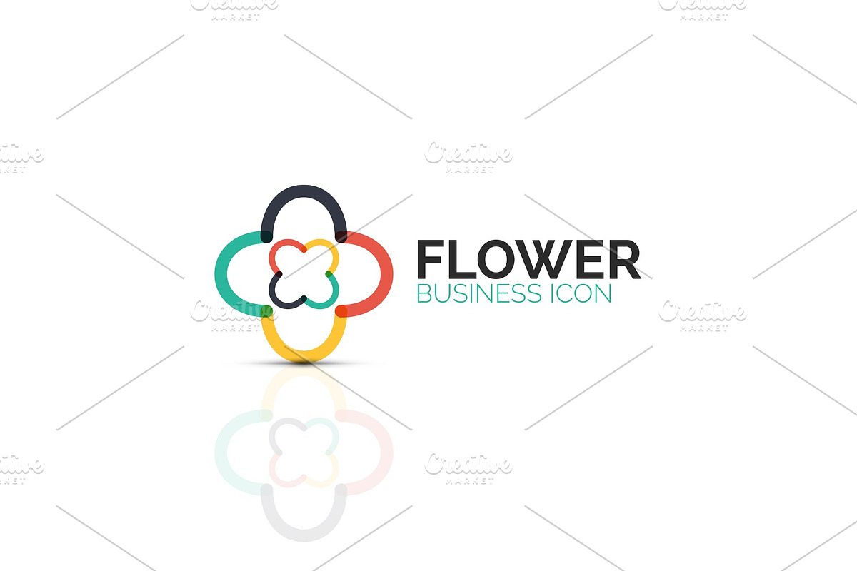 Abstract flower or star minimalistic linear icon, thin line geometric flat symbol for business icon design, abstract button or emblem in Illustrations - product preview 8