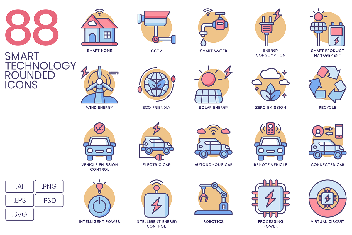 88 Smart Technology Rounded Icons in Graphics - product preview 8