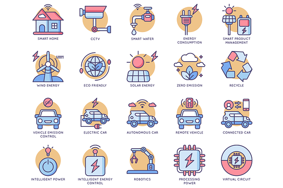 88 Smart Technology Rounded Icons in Graphics - product preview 1
