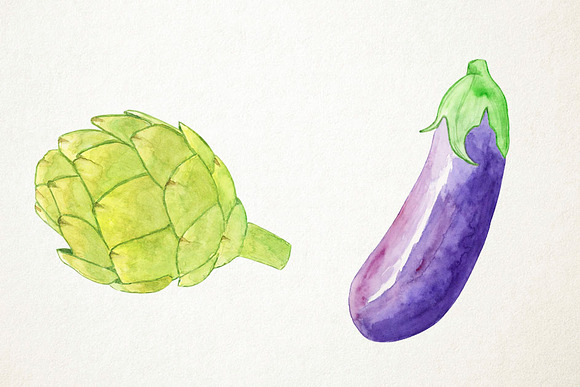 Watercolor Vegetables Clipart in Illustrations - product preview 3