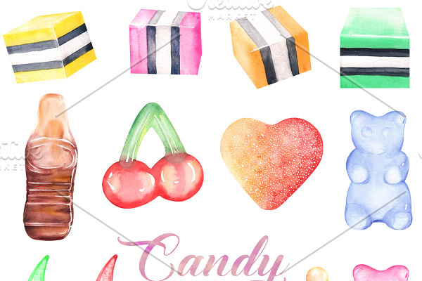 Watercolor candy cliparts
