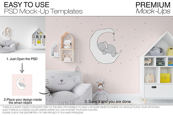 Kids Room - Frames Wall & Carpet in Product Mockups - product preview 16