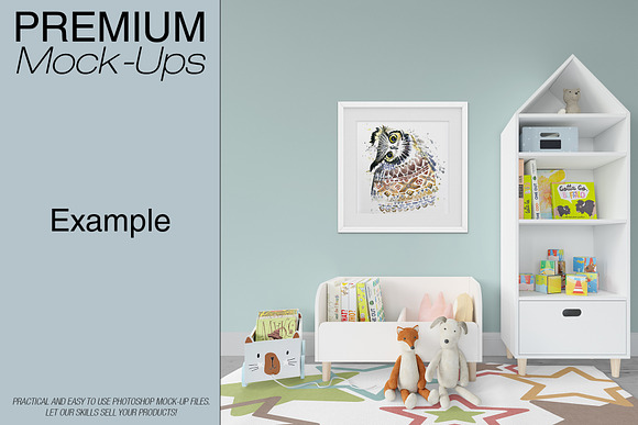 Kids Room - Frames Wall & Carpet in Product Mockups - product preview 20