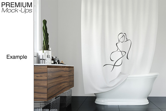 Bath Curtain Mockup Pack in Product Mockups - product preview 3