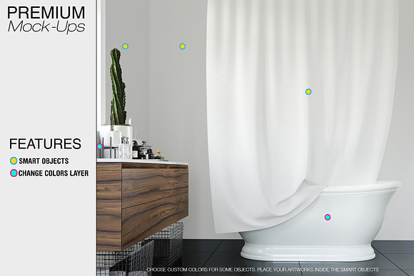 Bath Curtain Mockup Pack in Product Mockups - product preview 4