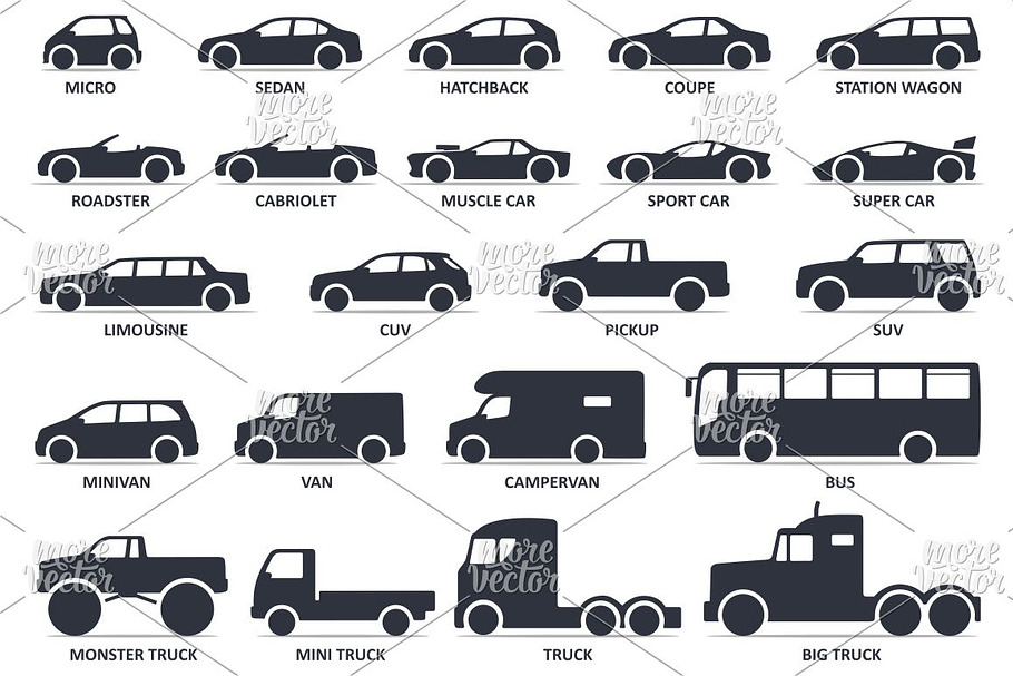 Car Type and Model Objects icons Set in Car Icons - product preview 8