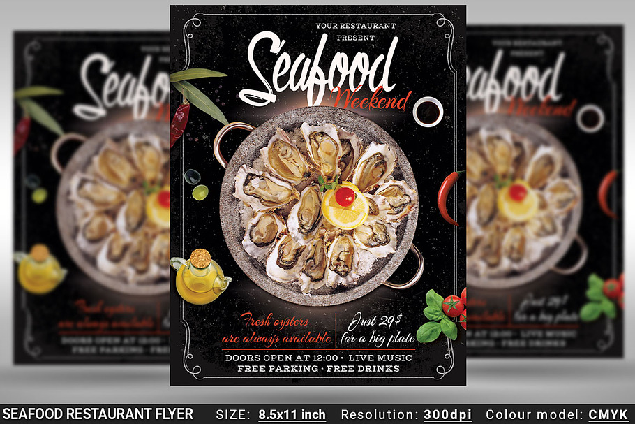 Seafood Restaurant Flyer Template in Flyer Templates - product preview 8