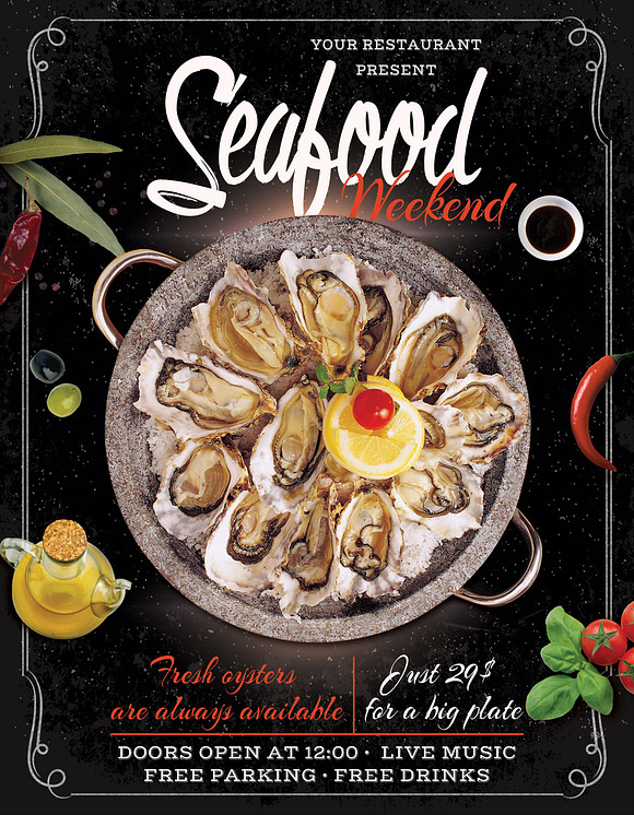 Seafood Restaurant Flyer Template in Flyer Templates - product preview 1