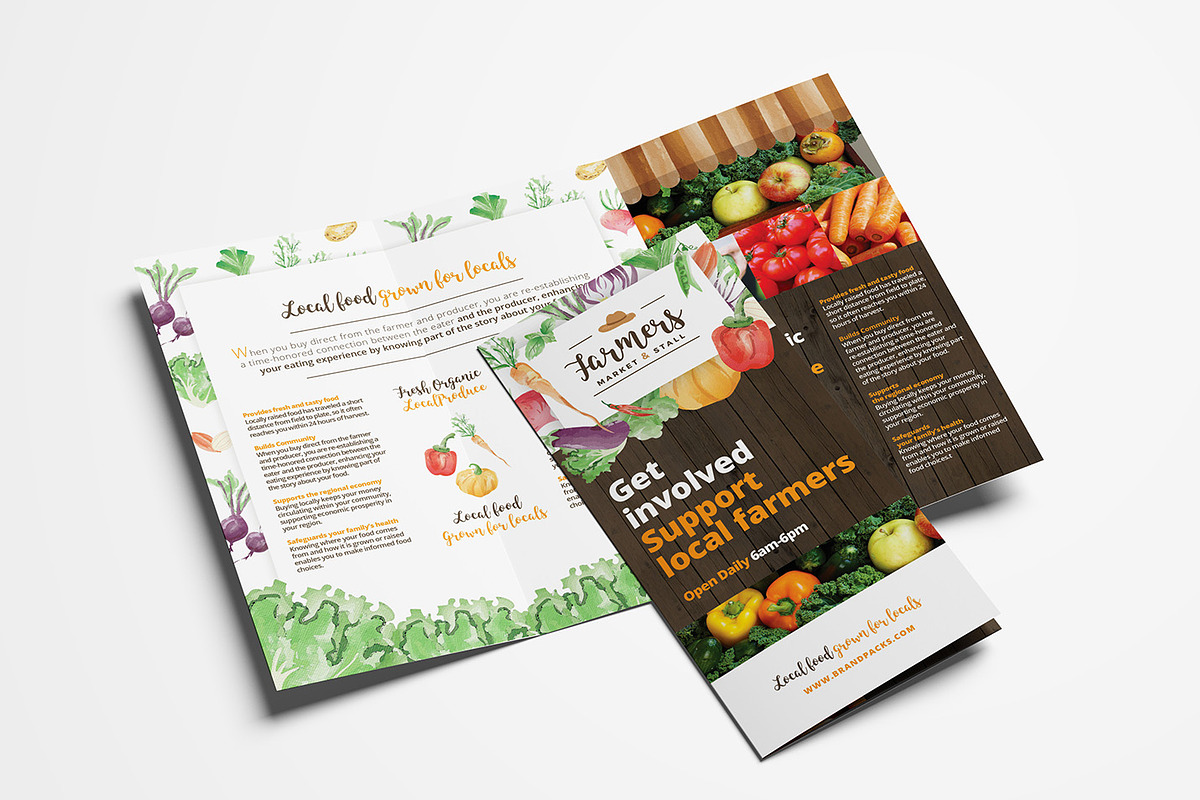 Farmers Market Trifold Brochure in Brochure Templates - product preview 8