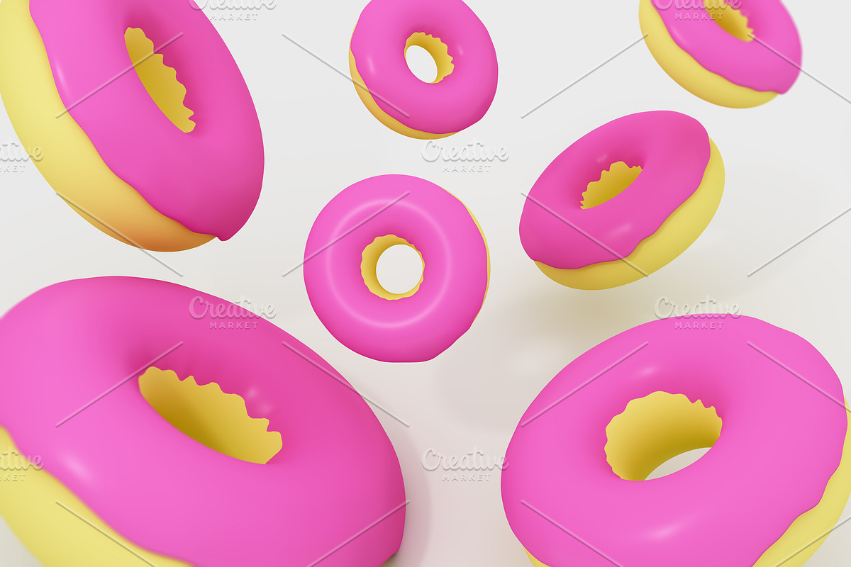 Donuts in chaos design 3d element background in Illustrations - product preview 8
