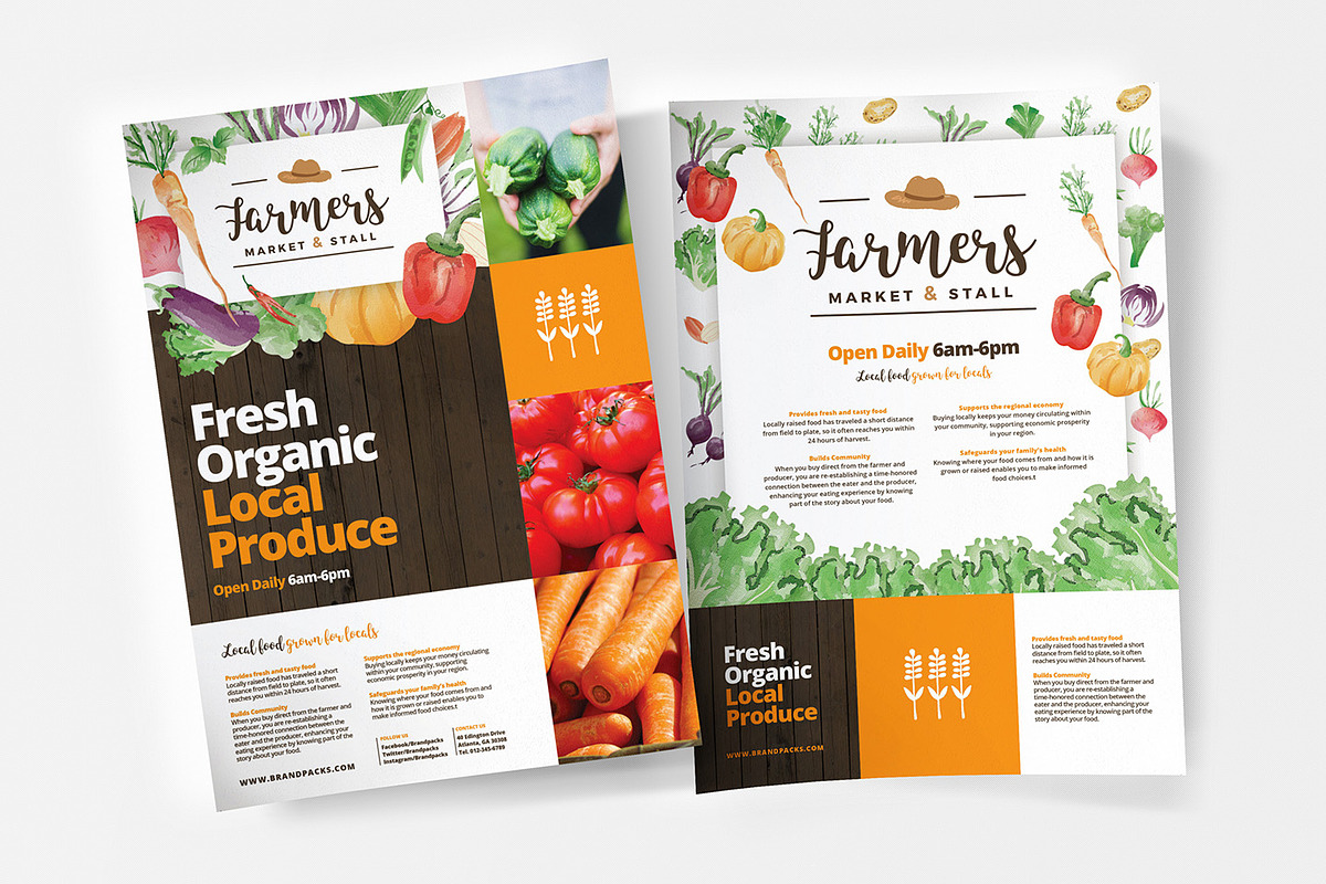A4 Farmers Market Poster Template in Flyer Templates - product preview 8