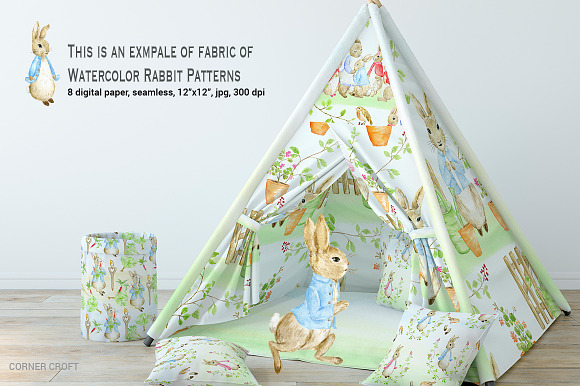 Watercolor Cumbria Rabbit Patterns in Patterns - product preview 5