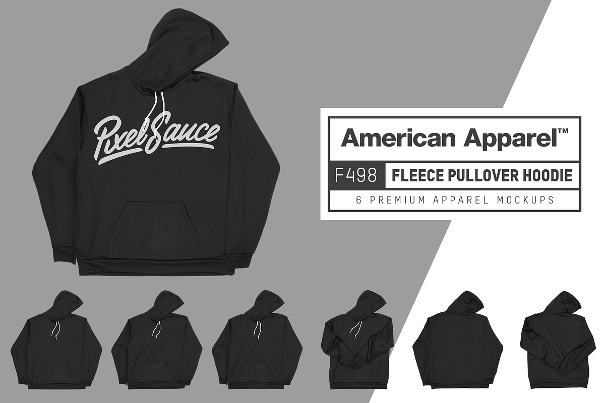 American Apparel F498 Pullover Hoody in Product Mockups - product preview 8
