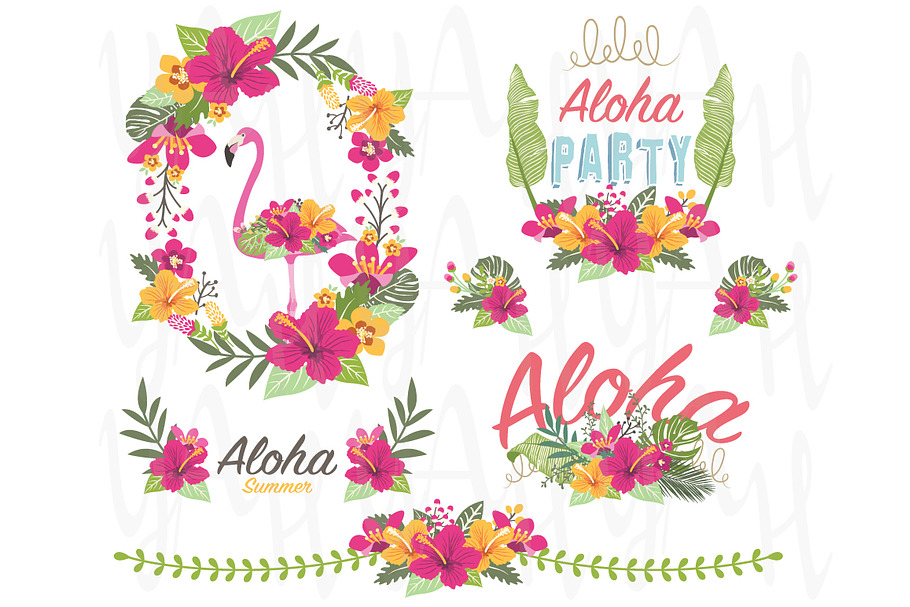 Tropicana Floral Aloha Elements in Illustrations - product preview 8