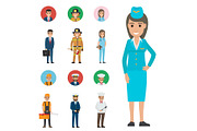 Professions People Cartoon Characters Icons Set