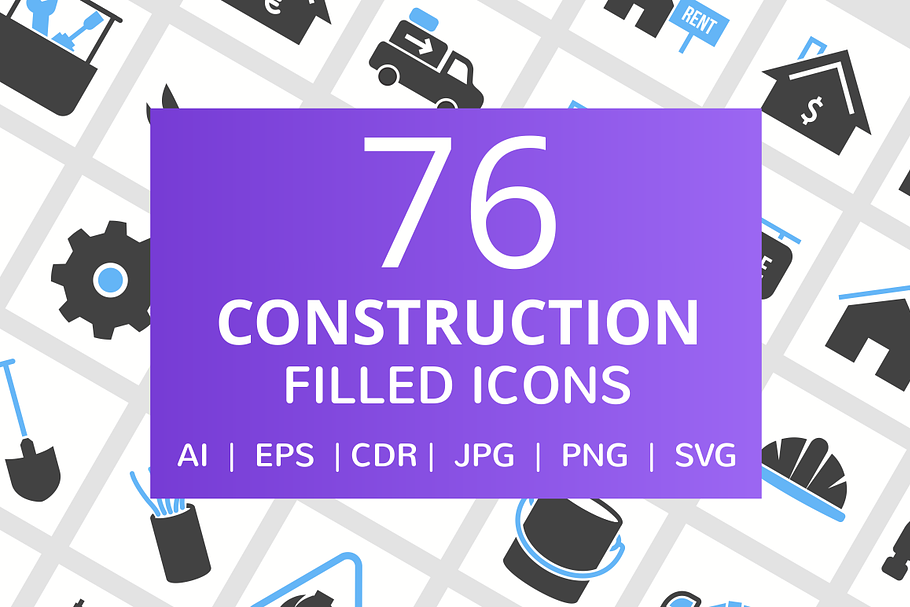 76 Construction Filled Icons