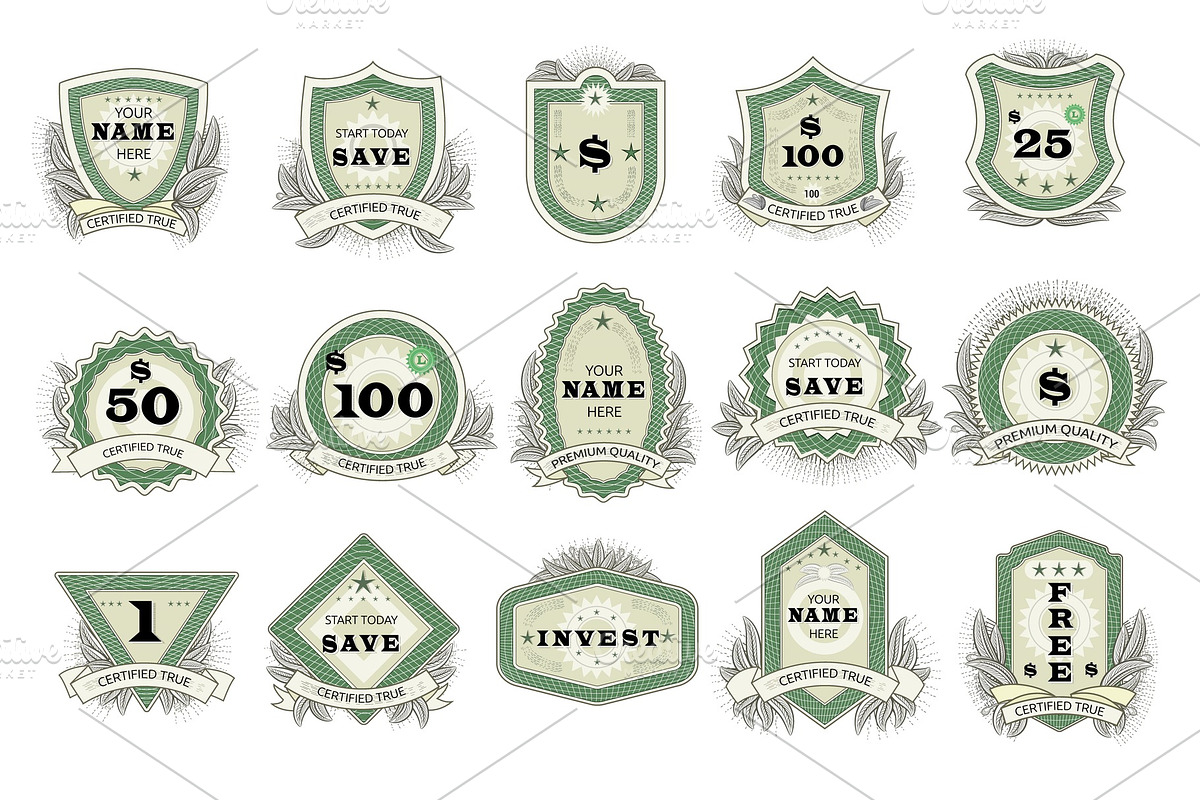 Vintage badge vector retro sticker or premium emblem sign illustration emblematical set of tag or logo in classic style isolated on white background in Illustrations - product preview 8