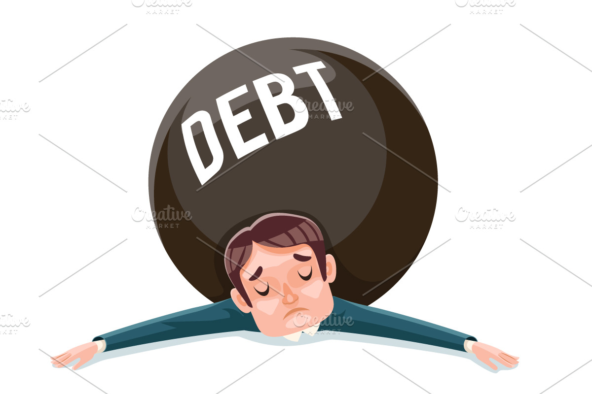Debt squashed crushed businessman in Illustrations - product preview 8