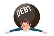 Debt squashed crushed businessman