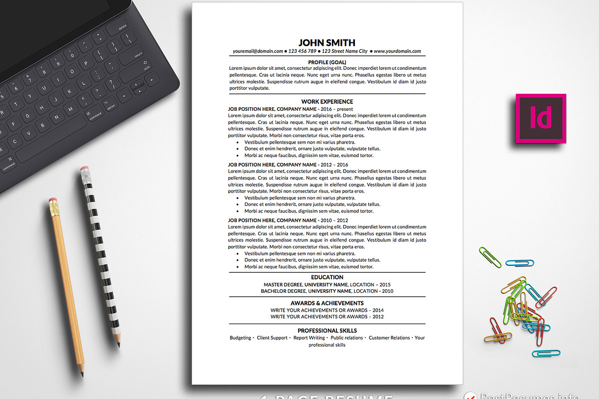 Resume Template Traditional InDesign in Resume Templates - product preview 8