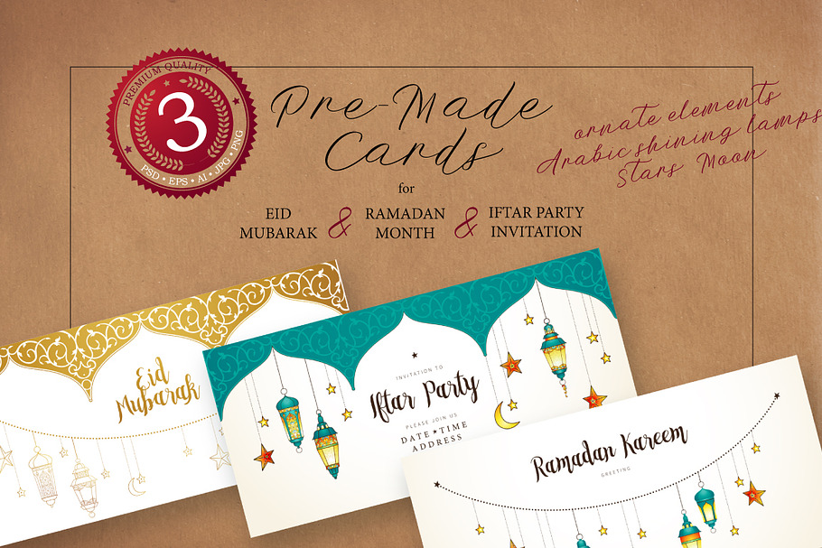 6. Set Of Ramadan Pre-Made Cards. in Postcard Templates - product preview 8