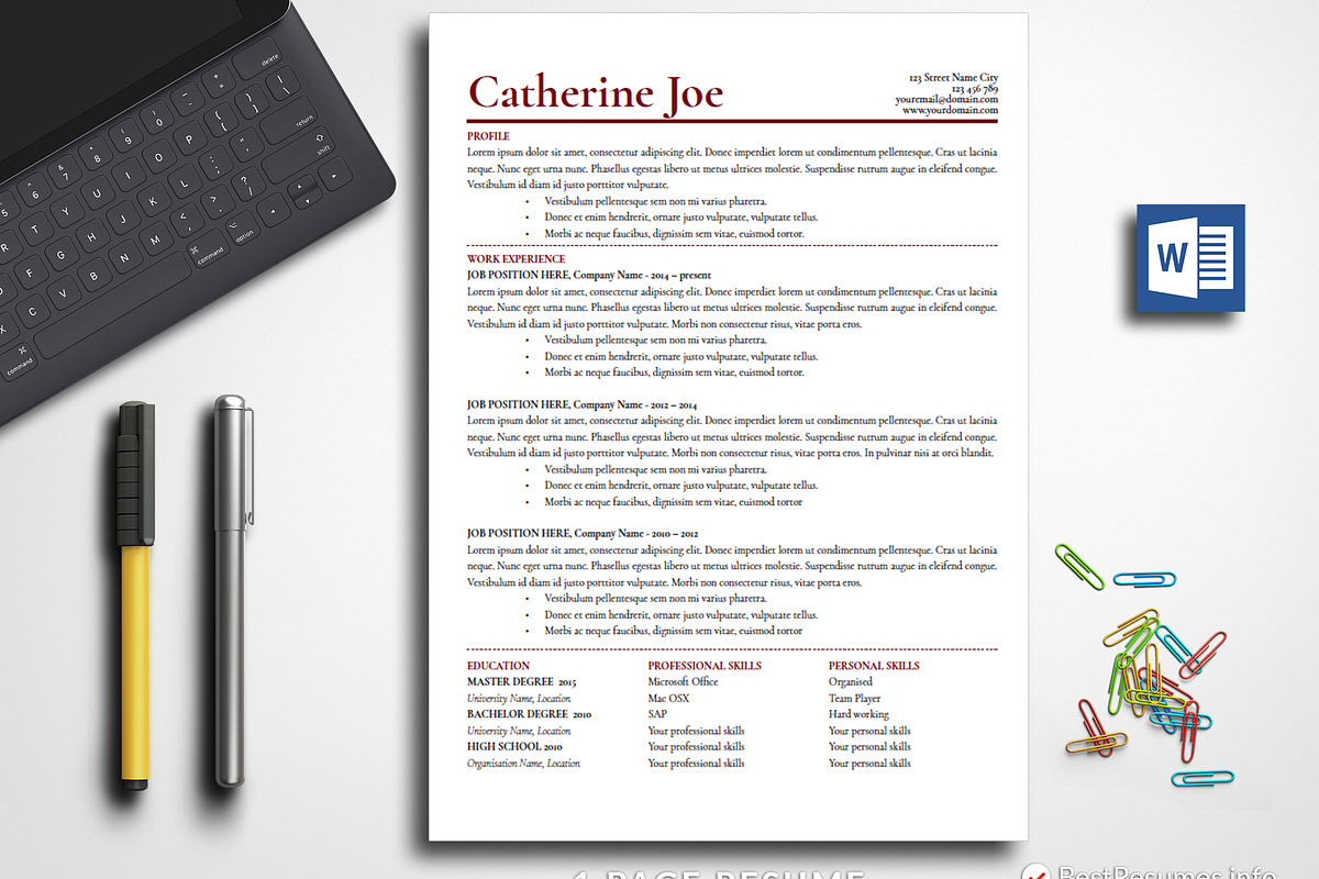 Professional  Resume Template Word in Resume Templates - product preview 8