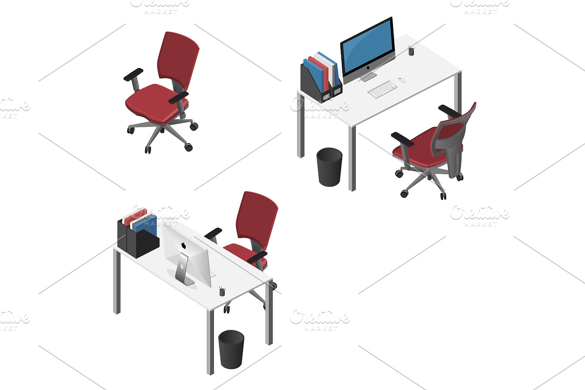 Isometric workplace with computer in Illustrations - product preview 8