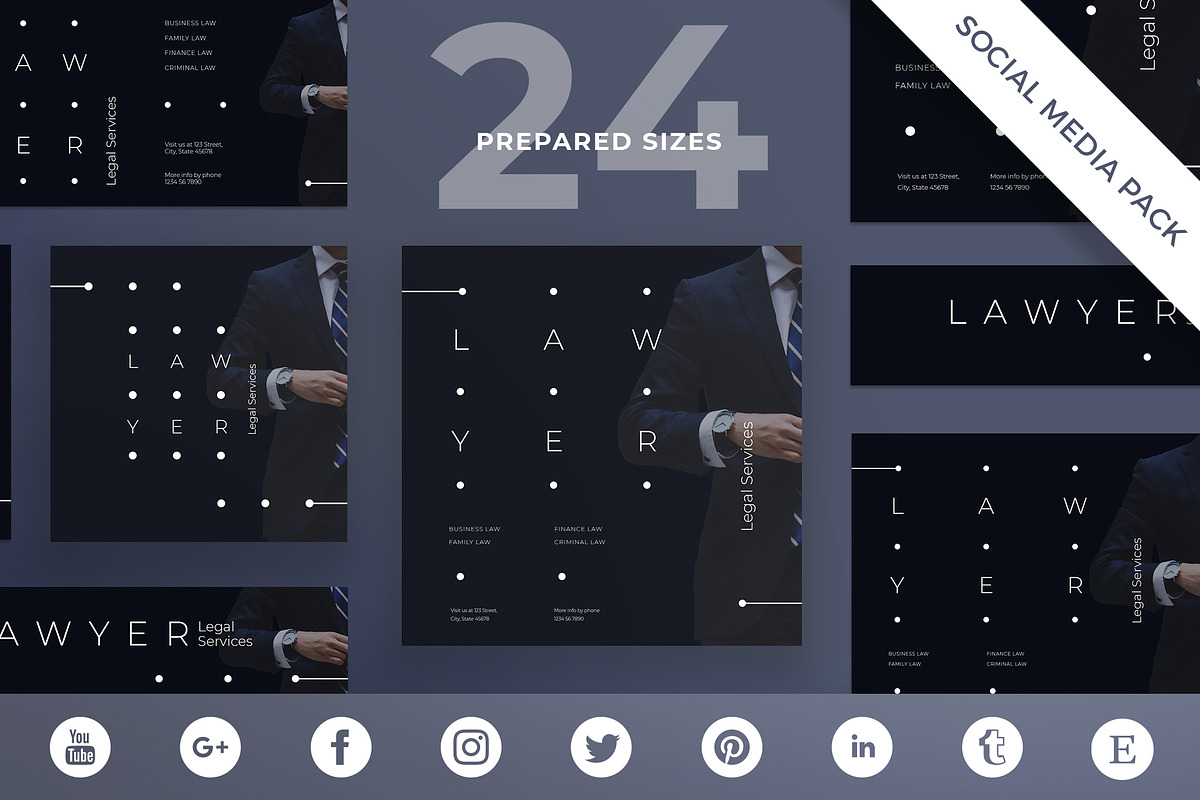 Social Media Pack | Lawyer Services in Social Media Templates - product preview 8