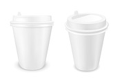 White disposable paper coffee cup